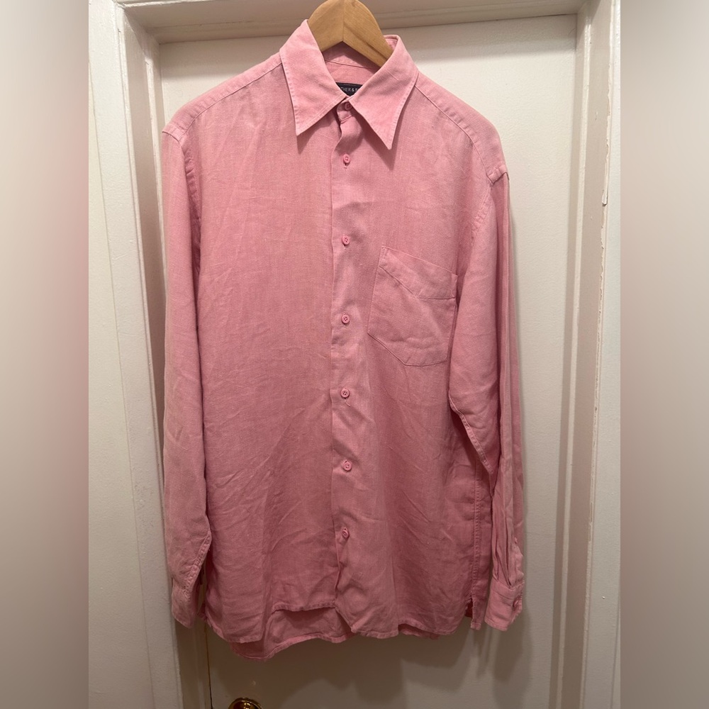Father Sons Mens Shirt Top Linen Size Large Pink Beach Resort Summer Vacation